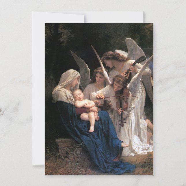 Convite Canção dos Anjos por Bouguereau, Festa de Natal (Frente)