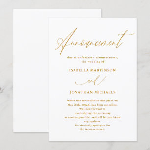 Convite Cancelamento de Casamento com Caligrafia em Ouro F