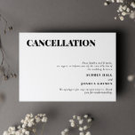 Convite Cancelamento de Casamento Mínimo Limpo<br><div class="desc">Um anúncio de cancelamento de casamento preto e branco em uma design limpa,  minimalista,  sem disparates para informar seus convidados que o casamento não vai mais acontecer.</div>