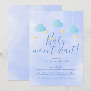 Convite Cancelamento de Chá de Bebê Azul por Envio Postal