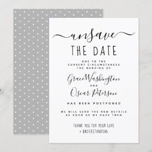 Convite Cancelar Data Handwritten Casamento Adiado
