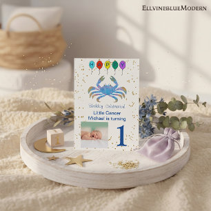 Convite Cancer Primeiro Aniversário Dourado & Balões & S