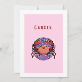 Convite Câncer Rosa, zodíaco, impressão de signo estelar