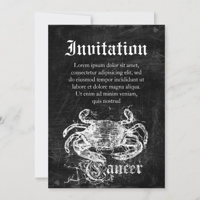 Convite Cancer Zodiac Vintage (Frente)