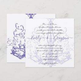 Convite Candelabro Antigo Vintage Lilás Roxo Casamento