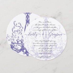 Convite Candelabro Antigo Vintage Lilás Roxo Casamento 