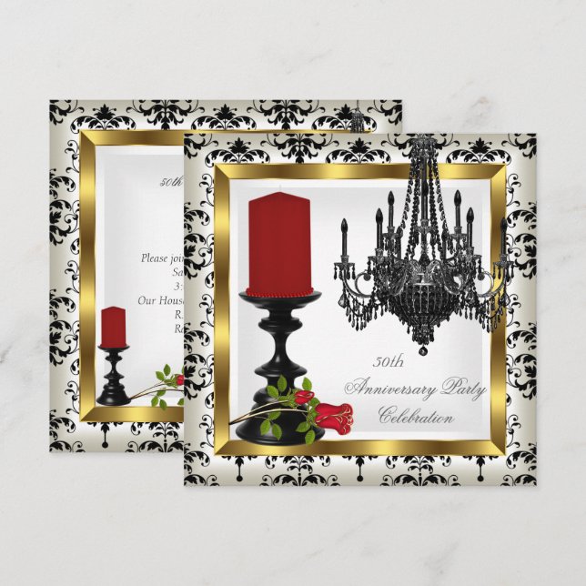 Convite Candelabro de Ouro para Rosa Vermelha do 50º Anive (Frente/Verso)