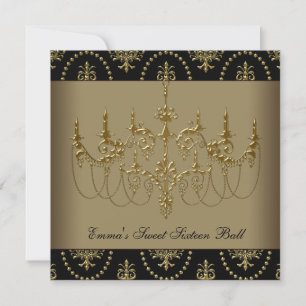 Convite Candelabro de Ouro Preto Festa de Sweet Sixteen