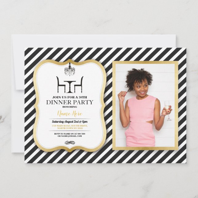 Convite Candelabro elegante Dourado do partido de comensal (Frente)