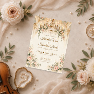 Convite Candelabro Floral Elegante Casamento