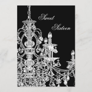 Convite Candelabro Preto Branco Festa Sweet 16