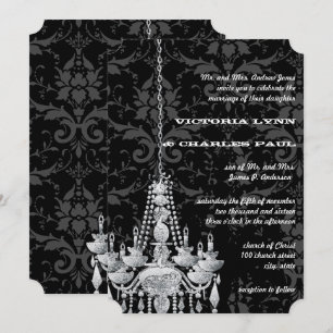 Convite Candelabros Prateados e Cinzas Casamento Vitoriano