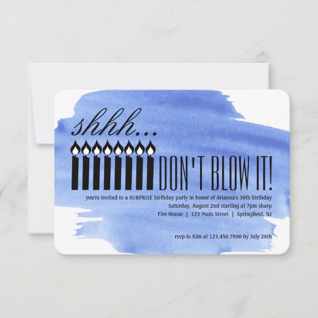 Convite Candle Surprise Shhh... NÃO SOME!Aniversário (Frente)