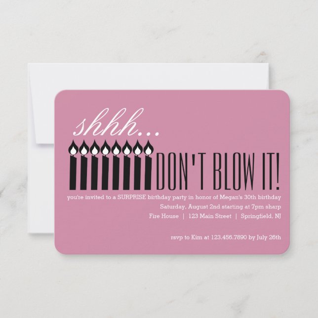 Convite Candle Surprise Shhh... NÃO VÁ! (Frente)