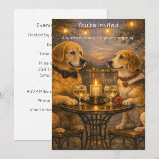 Convite Candlelit Dogs – Warm Painterly Party Invitation