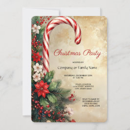 Convite Candy Cane Christmas Holiday Party Invitation