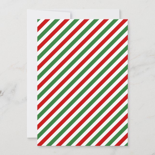 Convite Candy Cane Christmas Strips Red Green (Frente)