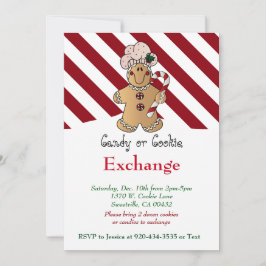 Convite Candy Cane Gingerbird Cookie & Candy Exchange