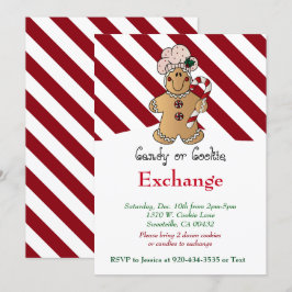 Convite Candy Cane Gingerbird Cookie & Candy Exchange