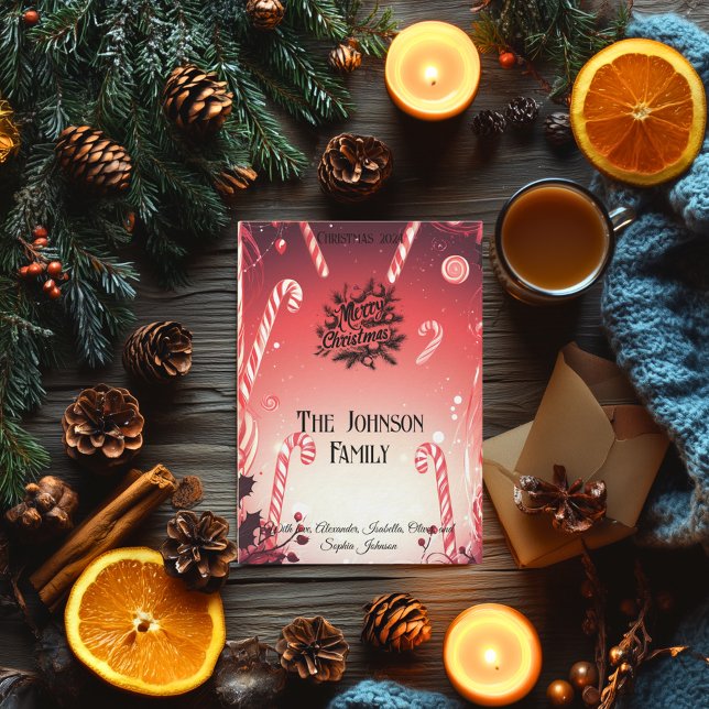 Convite Candy Cane Wonderland com Saudação Personalizada d (Criador carregado)