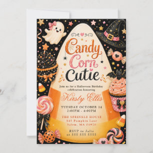 Convite Candy Corn Doce Celebração de Aniversário de Hallo