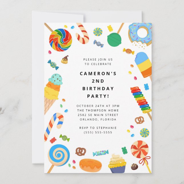 Convite Candy Land Girl Birthday Invitation (Frente)
