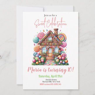 Convite Candy Land Girl Birthday Sweet Celebração Rainbow