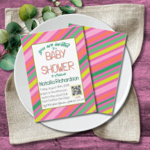 Candy Stripe Pink Colorful Rainbow Baby Shower