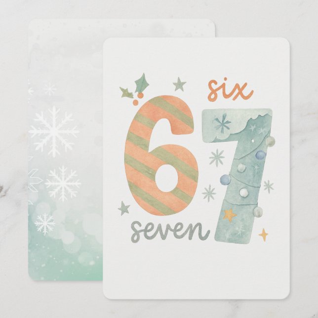 Convite Candy Stripe & Snowflake 67 – Handmade Holiday Num (Frente/Verso)