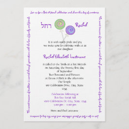 Convite Candy Treasures Bat Mitzvah