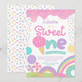 Convite Candyland and Ice Cream 1st Birthday