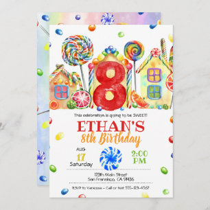 Convite Candyland Candy para o Tema Candy - 8º