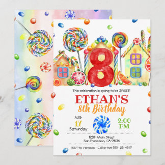 Convite Candyland Candy para o Tema Candy - 8º