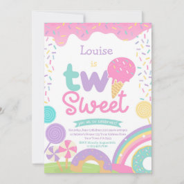 Convite Candyland e Sorvete, dois segundos aniversários do