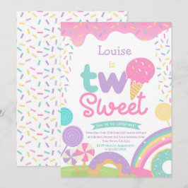 Convite Candyland e Sorvete, dois segundos aniversários do