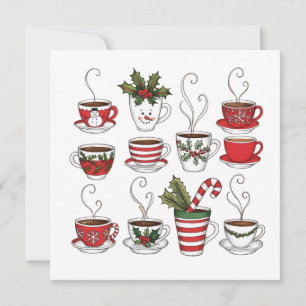 Convite Canecas engraçadas de chá no natal 