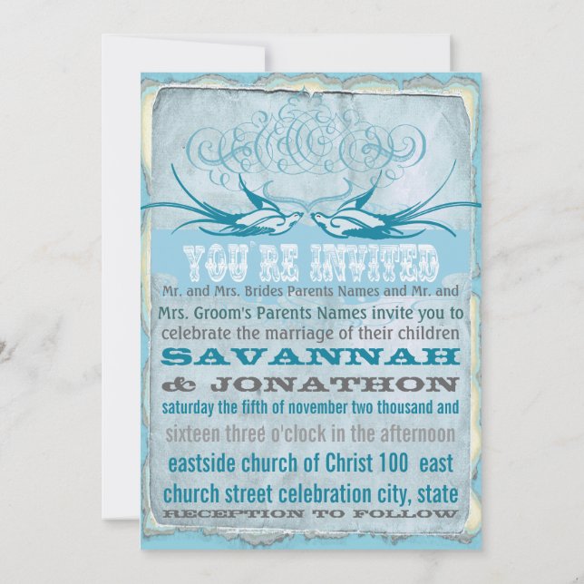 Convite Caneta Flourish Vintage Love Invitation (Verso)