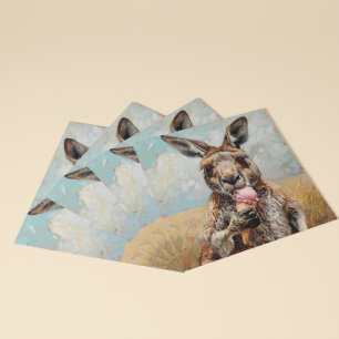 Convite Canguru Caprichoso Comendo Sorvete Personalizável