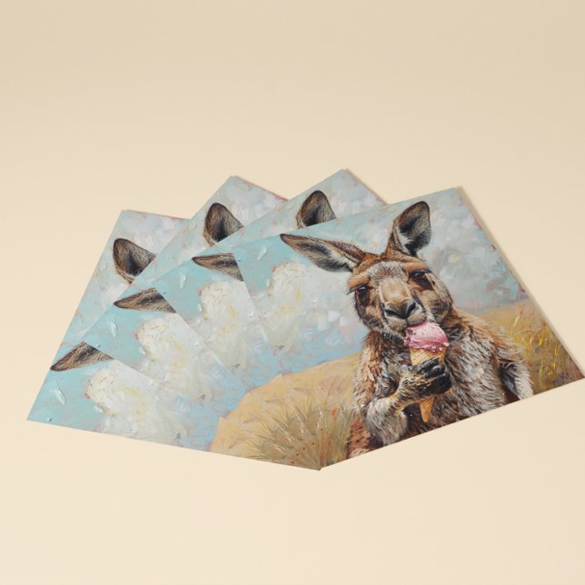 Convite Canguru Caprichoso Comendo Sorvete Personalizável (Criador carregado)