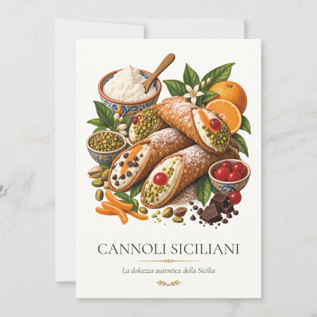 Convite Cannoli Siciliani – Vintage Italian Dessert (Frente)