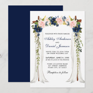 Convite Canopia de Casamento Cor de Água Azul Rosa