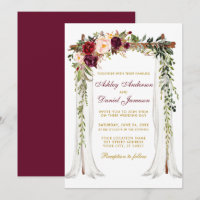 Canopy Watercolor Floral Burgundy, Dourado