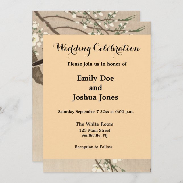 Convite Cantarilho de Chickadebird asiático japonês (Frente/Verso)