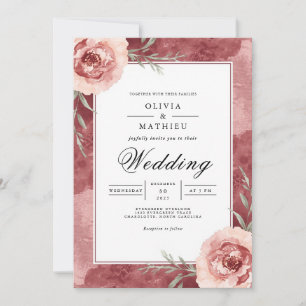 Convite Canto da Rosa Floral Casamento Romântico