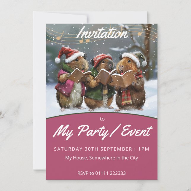 Convite Cantores De Inverno Da Guiné Pig (Frente)