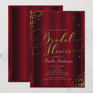 Convite Cantos de Confete Vermelho e Dourado Ousados para 