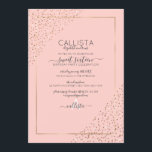 Convite Cantos de Confetti Dourados cor-de-rosa, doce 16<br><div class="desc">Esse doce e elegante convite de aniversário de dezesseis anos é ideal para um evento clássico e formal. Ele apresenta um confete brilhante de ouro cintilante impresso em falso, esculpido nos cantos sobre uma borda fina de retângulo dourado com um fundo cor-de-rosa pincelado. É chic, luxuoso, bonito, simples e moderno;...</div>