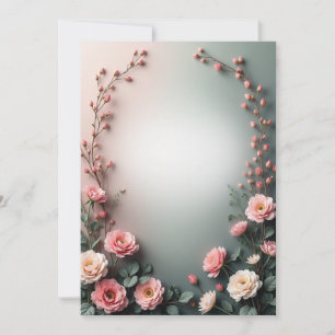Convite Cantos Florais em Aquarela Suave   Botânica Elegan