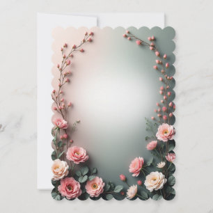 Convite Cantos Florais em Aquarela Suave Botânica Elegan