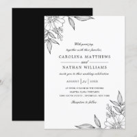 Cantos Florais Simples Elegantes Negros de Casamen